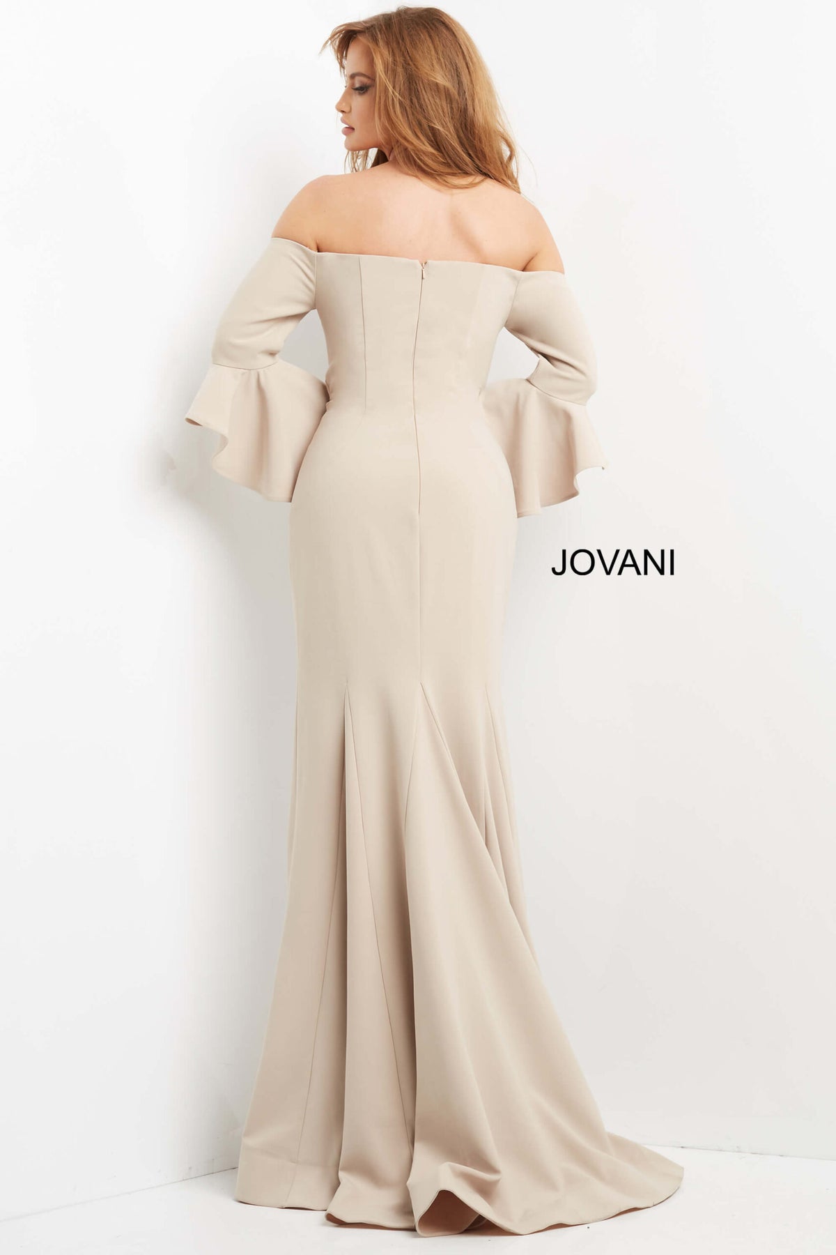 Jovani 07065 Champagne Crepe Mermaid Mother of the Bride Dress