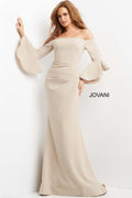 Jovani 07065 Champagne Crepe Mermaid Mother of the Bride Dress