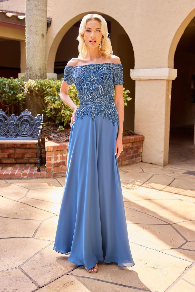 Primavera Couture 13164 Slate Blue Mother of the Bride Dress