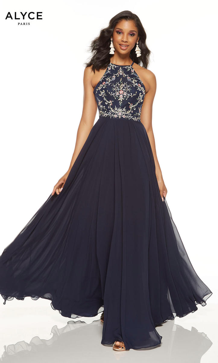 The Secret Dress by Alyce 1552 Midnight Chiffon Evening Gown