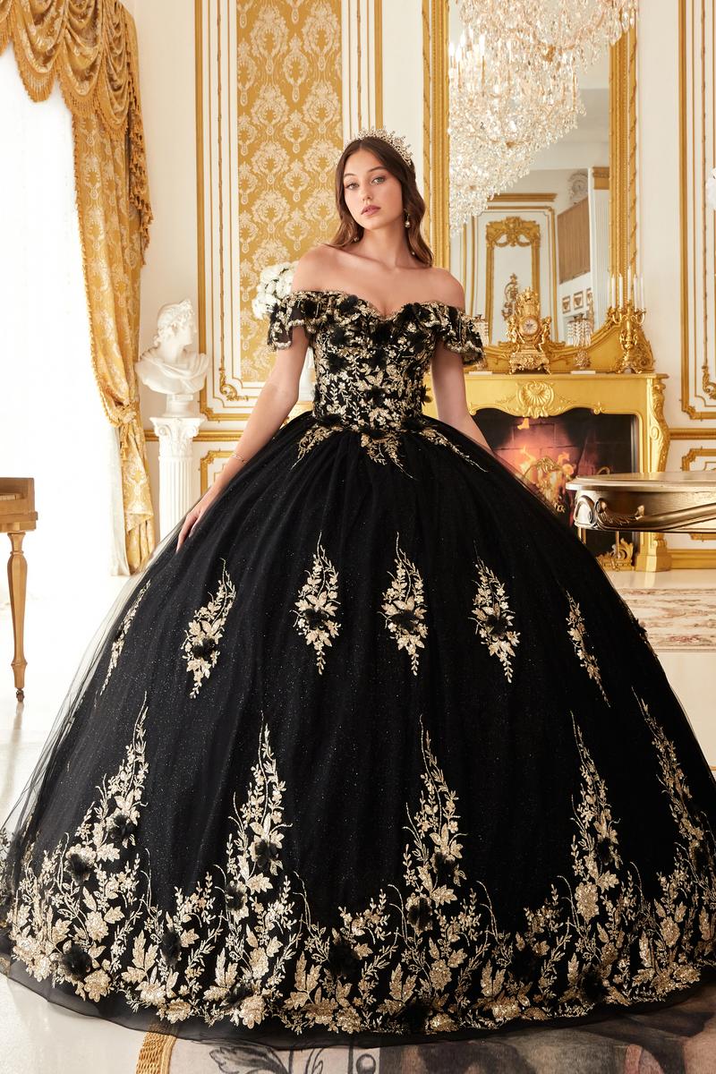 Ladivine 15701 Black/Gold Quinceañera Dress
