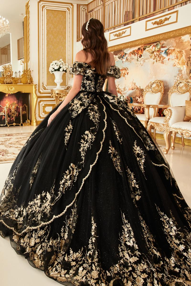 Ladivine 15701 Black/Gold Quinceañera Dress