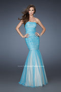 La Femme 18372 Blue/Nude Trumpet Evening Gown