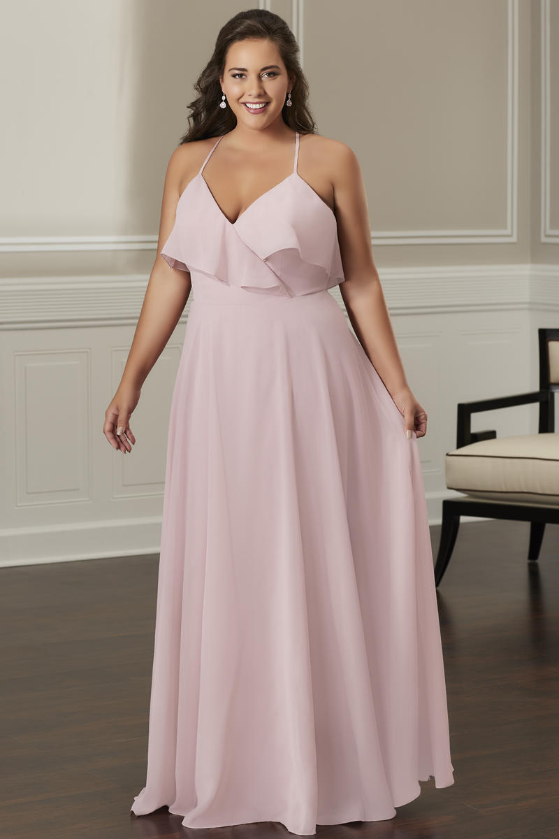 Christina Wu Celebrations 22779 Mink Soft Flounce On The Bodice Bridesmaid Dress