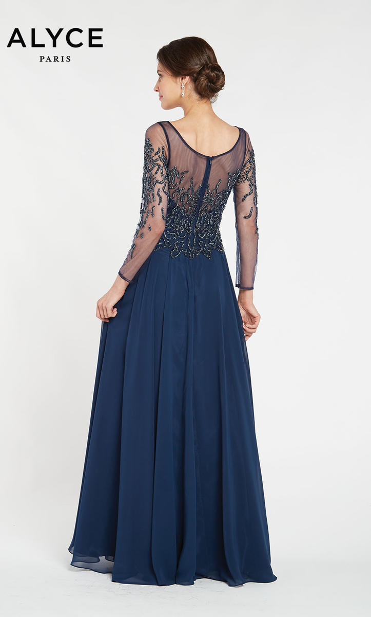 Alyce Black Label 27244 Navy Chiffon Mother of the Bride Dress