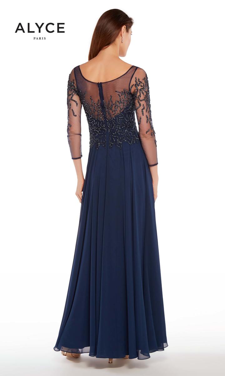 Alyce Black Label 27244 Navy Chiffon Mother of the Bride Dress