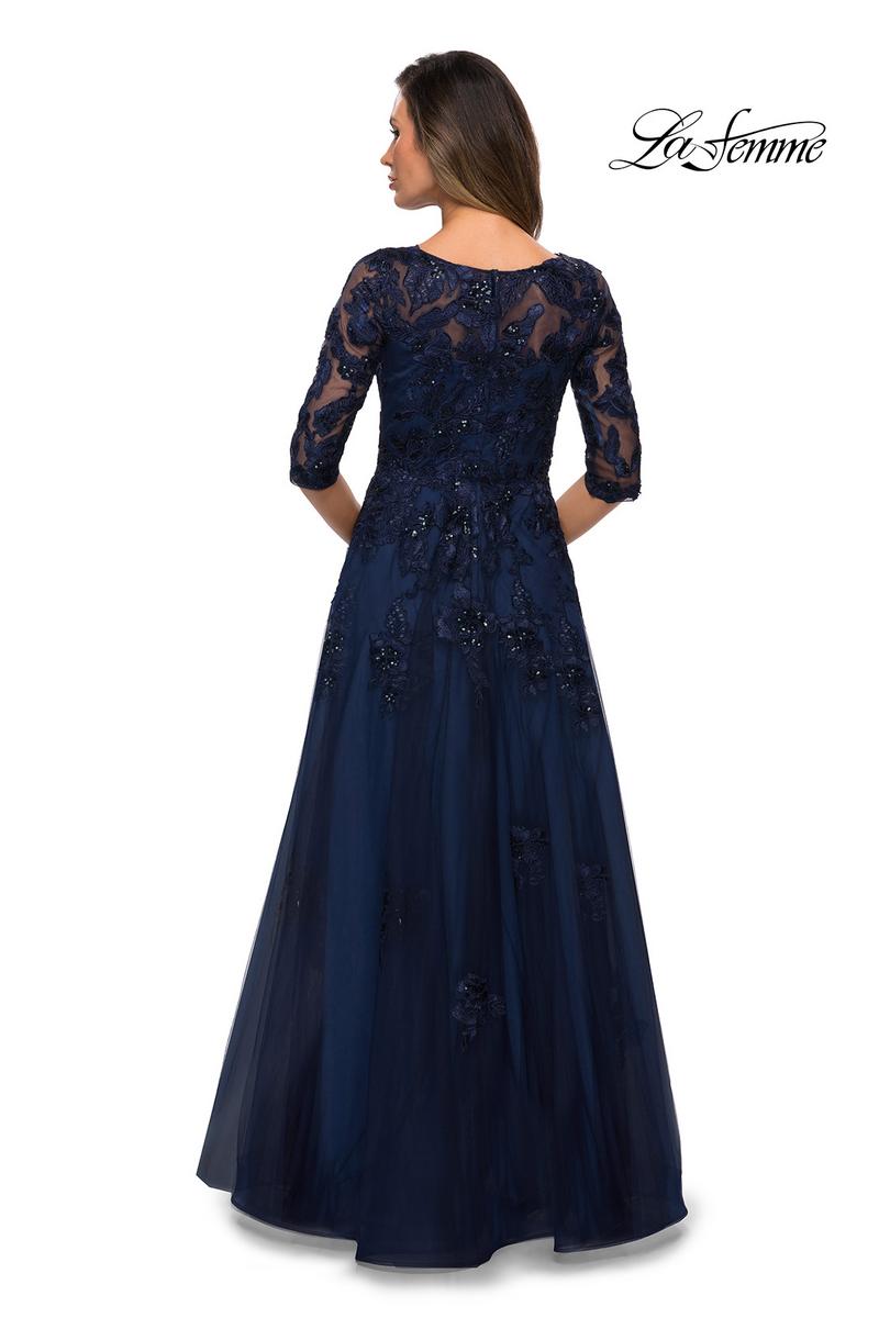 La Femme 27922 Navy A-Line Mother of the Bride Dress