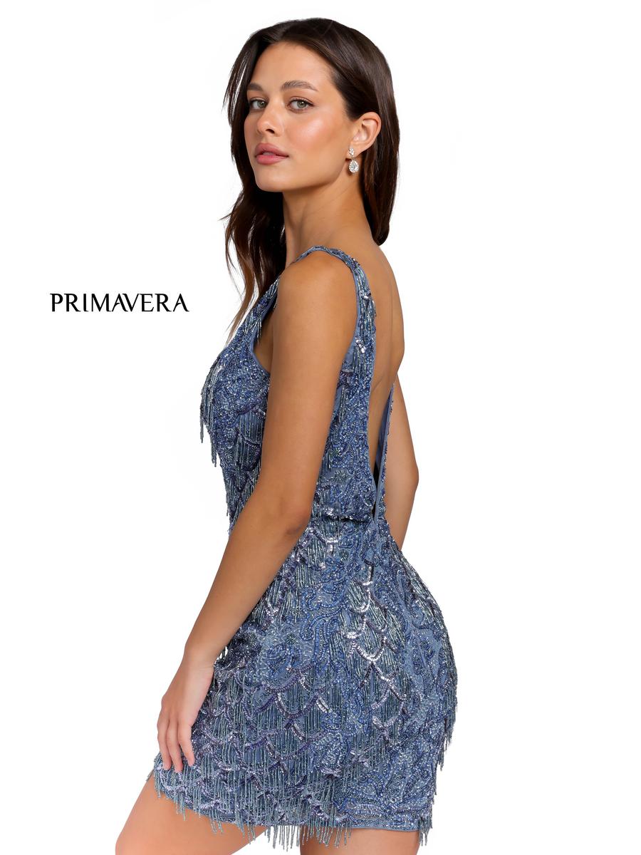 Primavera Couture 3818 Nude Silver Homecoming Dress
