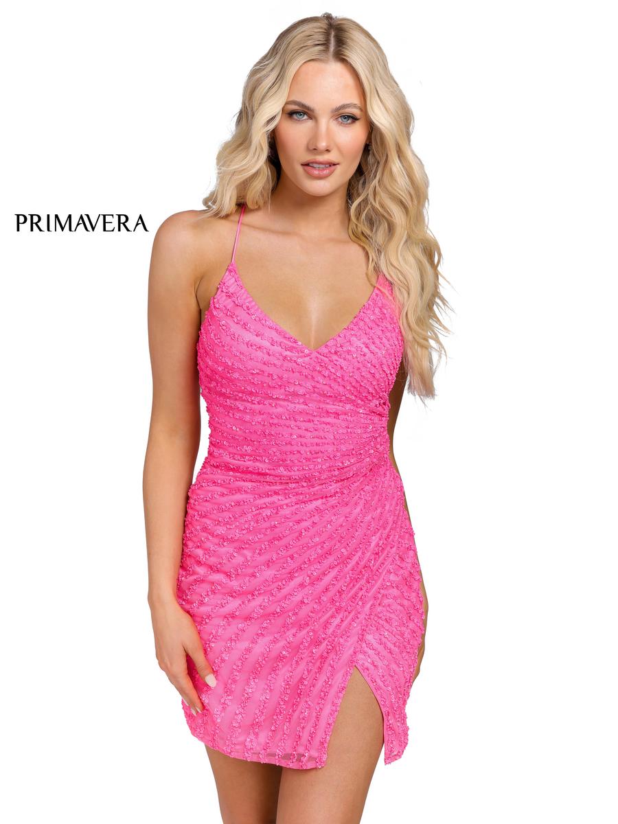 Primavera Couture 3861 Neon Lilac Homecoming Dress