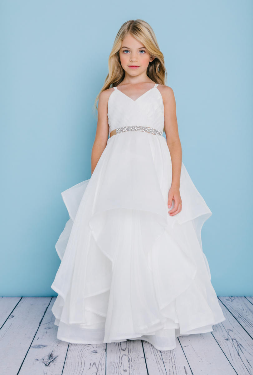 Rosebud 5132 White Flower Girl Dress