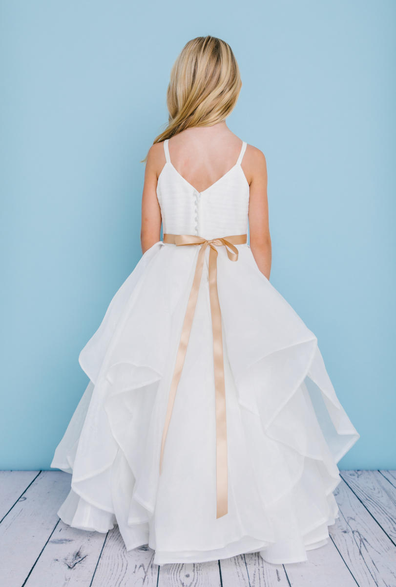 Rosebud 5132 White Flower Girl Dress
