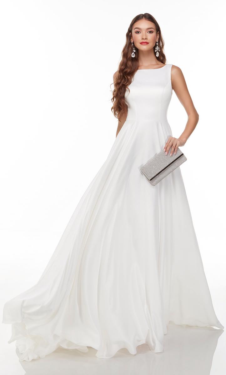 Alyce Wedding Dresses 7053 Diamond White Satin Debutante Dress