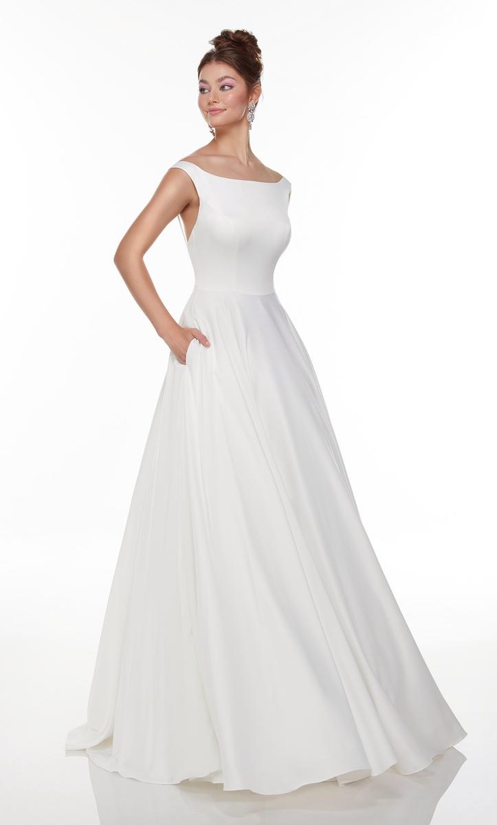 Alyce Wedding Dresses 7054 Diamond White Satin Debutante Dress