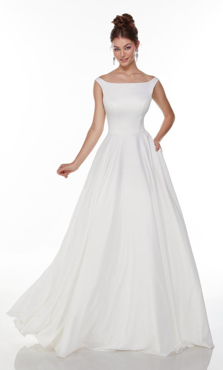 Alyce Wedding Dresses 7054 Diamond White Satin Debutante Dress