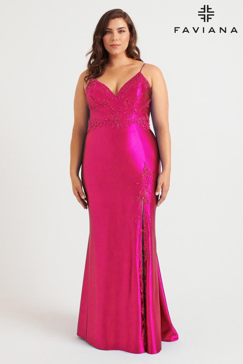 Faviana 9562 Raspberry Prom Dress