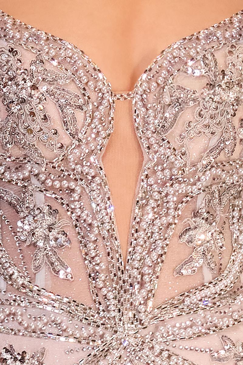 Ladivine CC0240 Silver/Nude Mermaid Pageant Dress