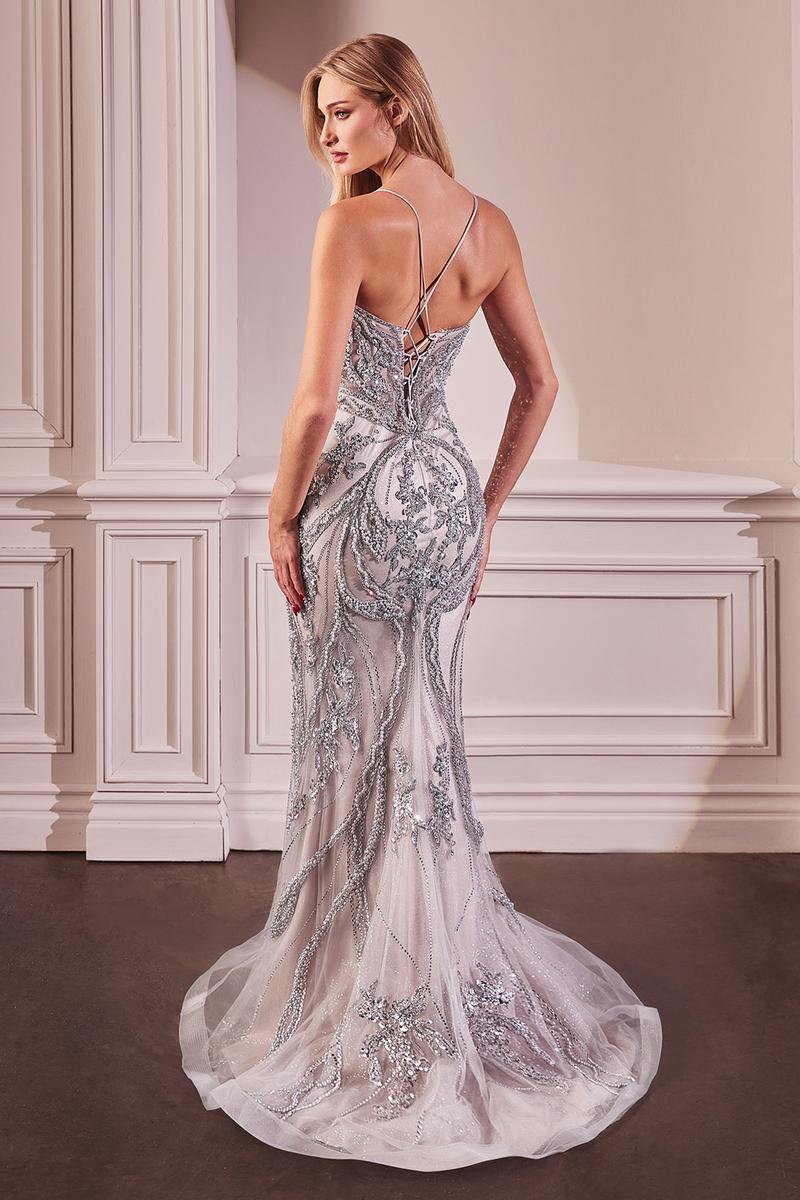 Ladivine CC0240 Silver/Nude Mermaid Pageant Dress