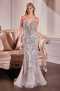 Ladivine CC0240 Silver/Nude Mermaid Pageant Dress