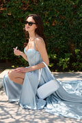 Ladivine CD337 Lt. Blue A-Line Bridesmaid Dress