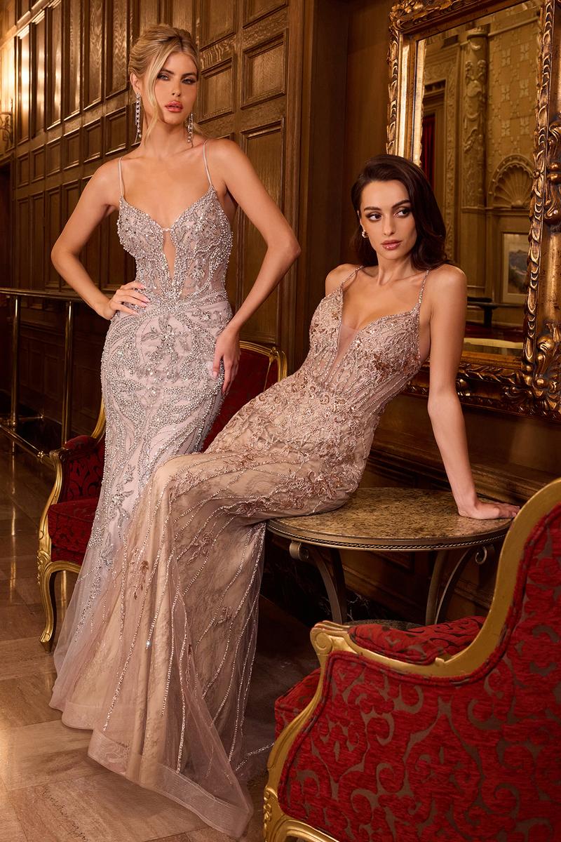 Ladivine CC0240 Silver/Nude Mermaid Pageant Dress