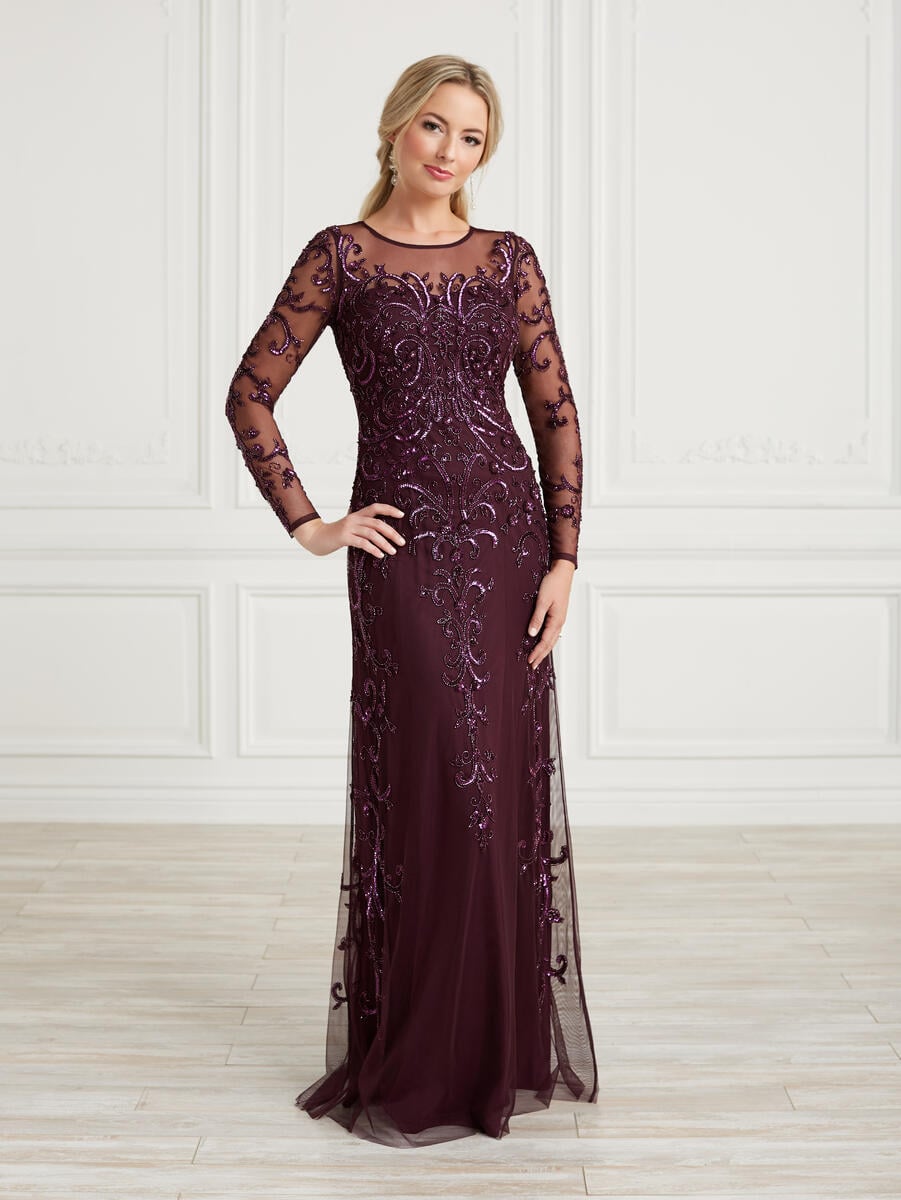 Christina Wu Elegance 17033 Merlot Mother of the Bride Dress