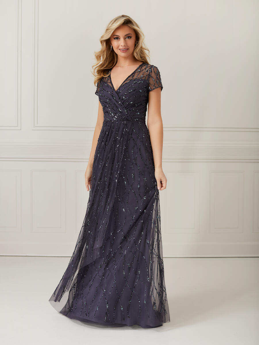 Christina Wu Elegance 17045 Gunmetal Mother of the Bride Dress