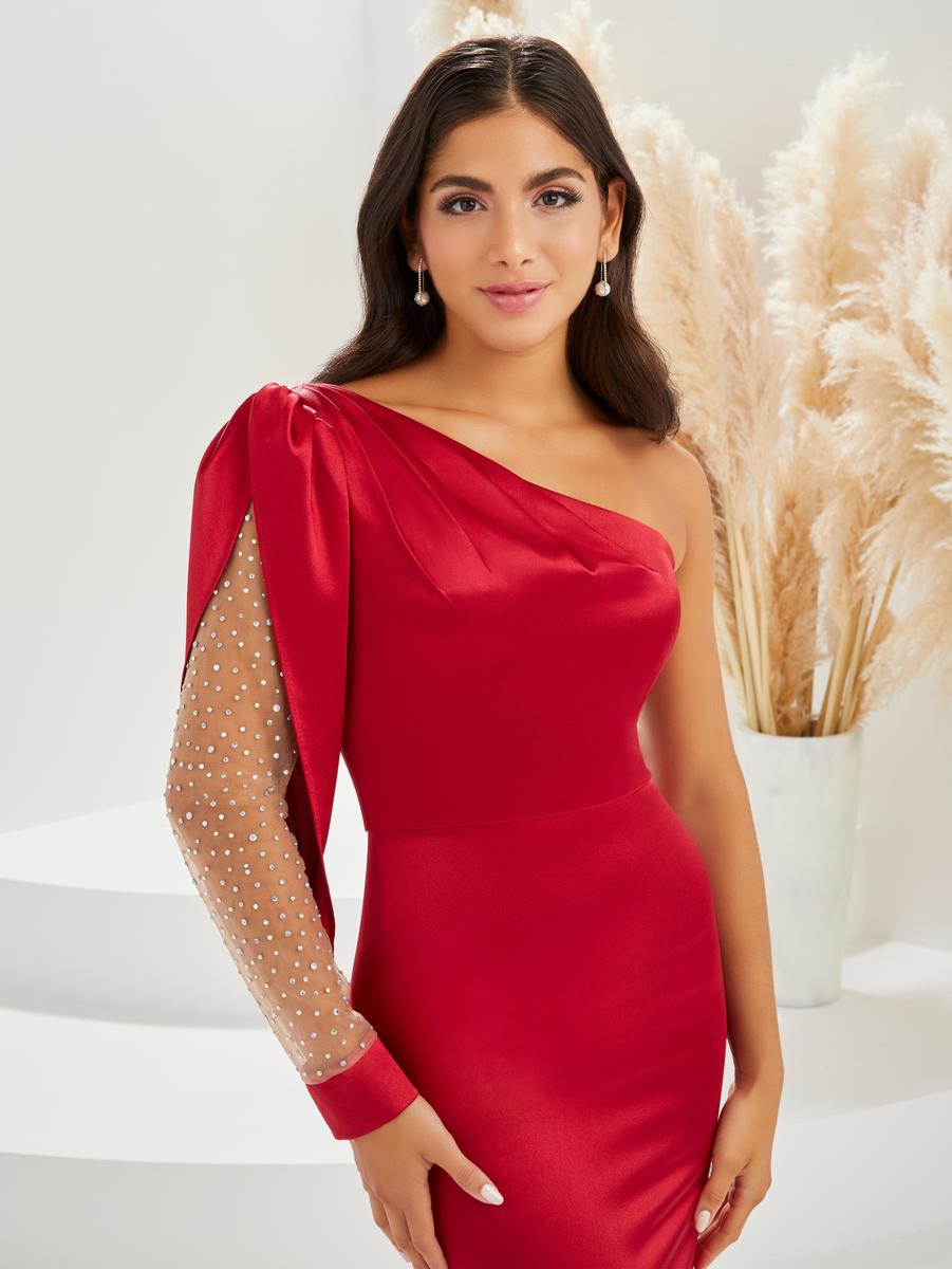 Christina Wu Gala 48001CS Burgundy Sheath Bridesmaid Dress