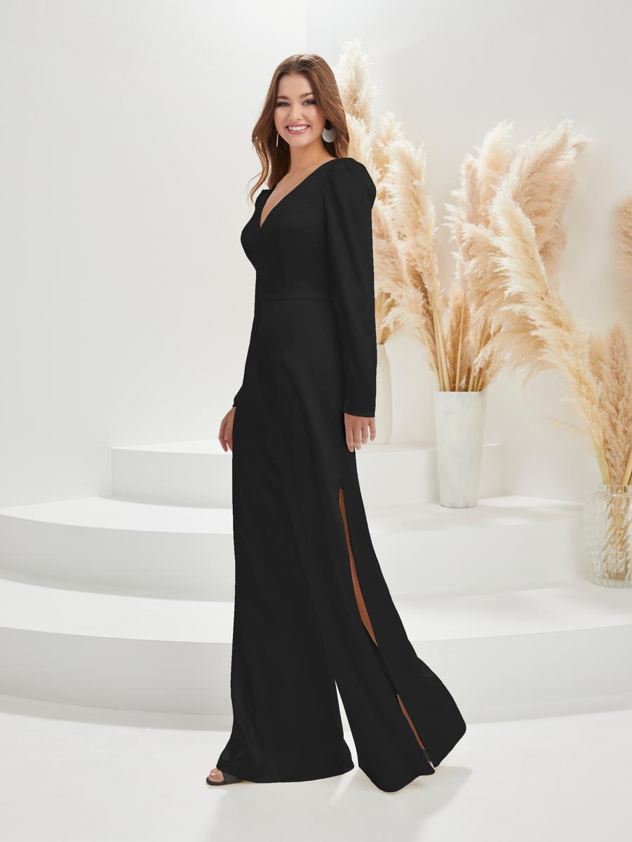 Christina Wu Gala Pearl 48047 Black Jumpsuit Bridesmaid Dress