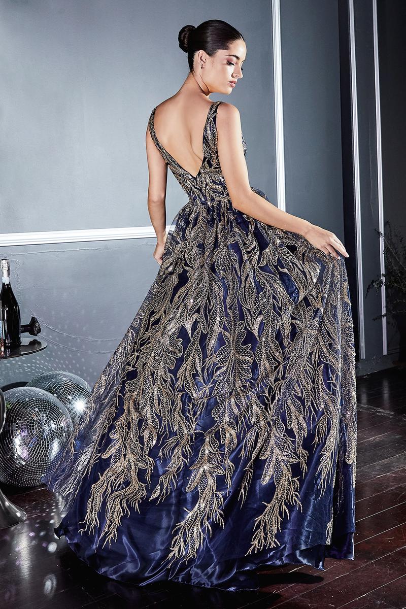 Ladivine J812 Gold/Navy Evening Gown