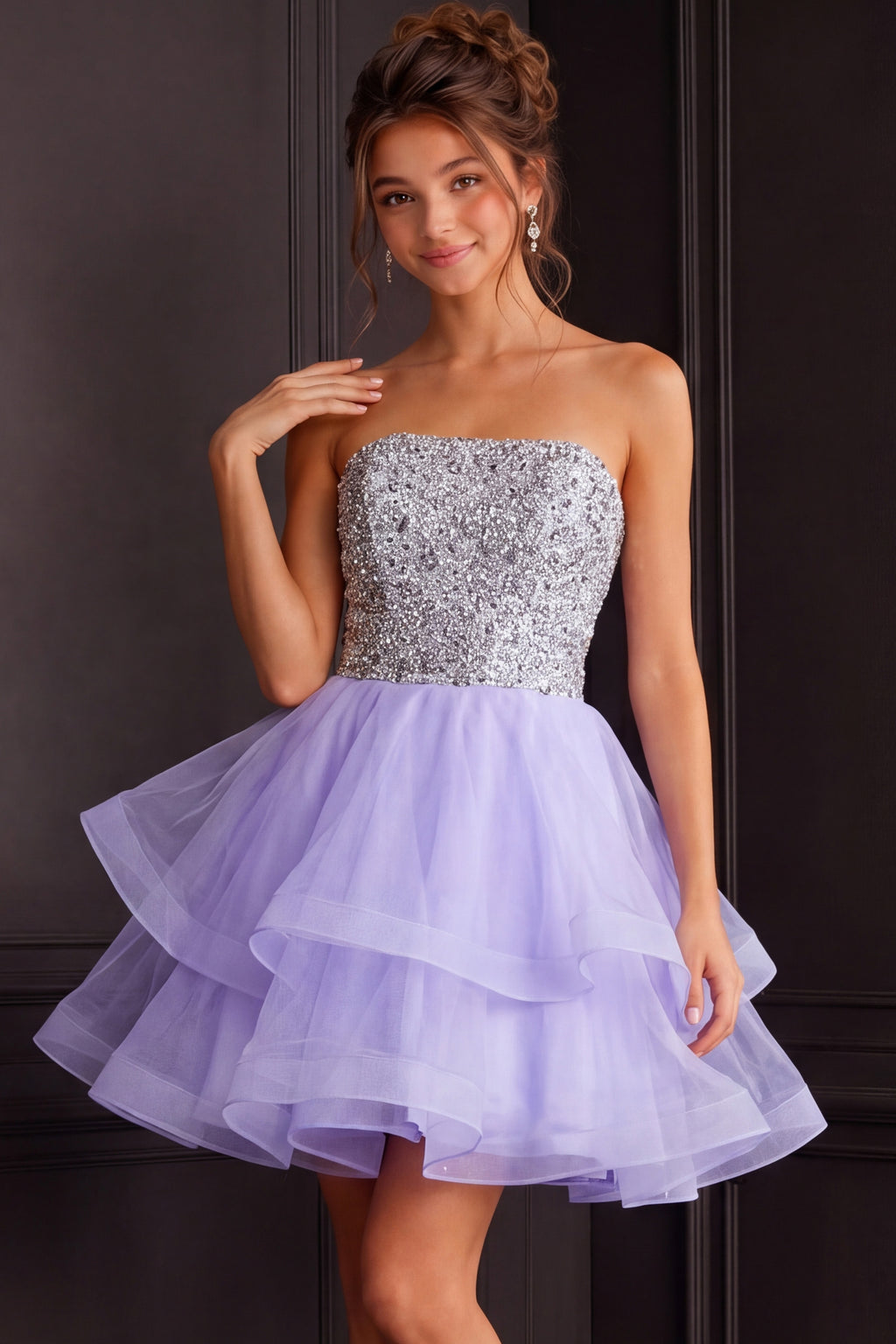 Jovani K23666 Lavender Strapless Fit and Flare Kids Dress