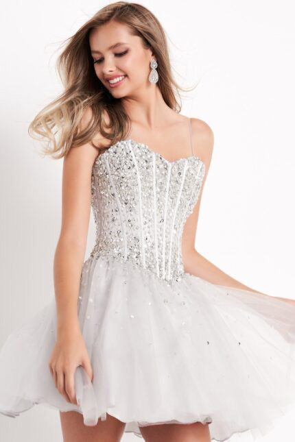 Jovani K59903 Ice Blue Corset Bodice Embellished Short Kids Kids Dress