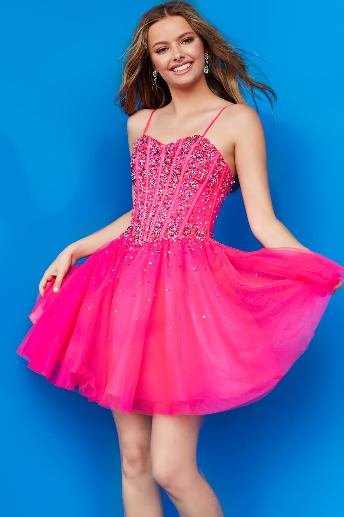 Jovani K59903 Ice Blue Corset Bodice Embellished Short Kids Kids Dress