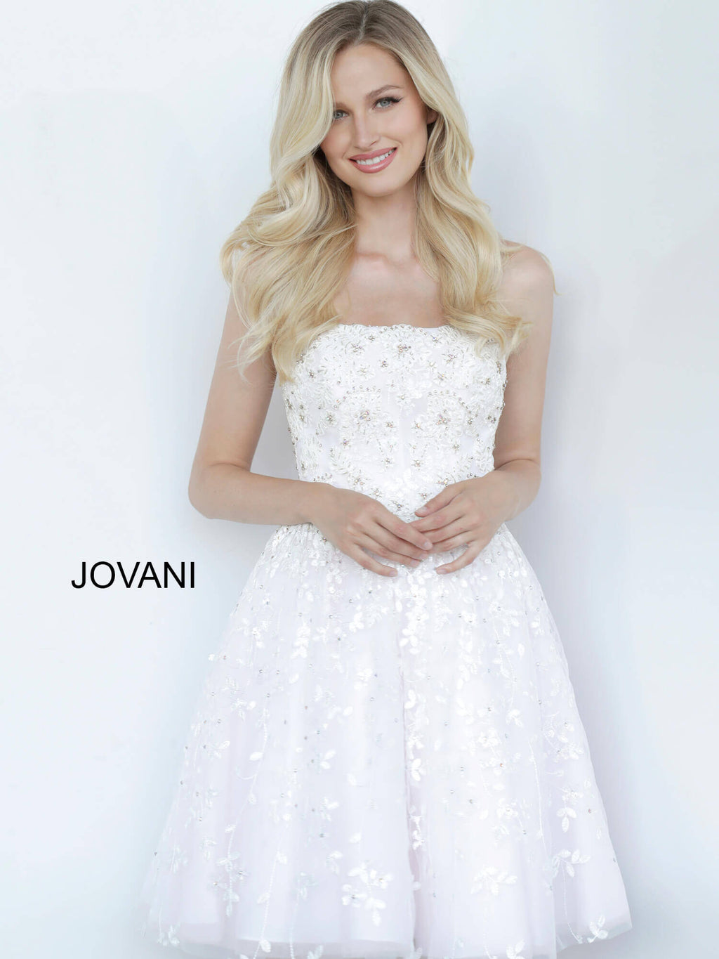 Jovani K68026 White/Pink Tulle Fit and Flare Kids Dress