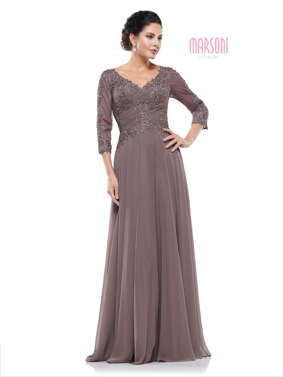 Marsoni by Colors M237 D. Taupe Chiffon Mother of the Bride Dress
