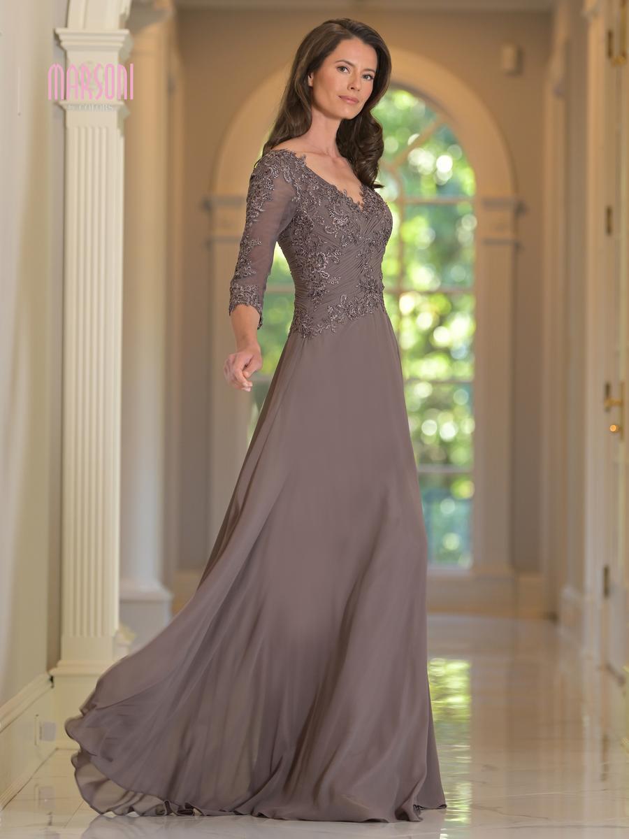 Marsoni by Colors M237 D. Taupe Chiffon Mother of the Bride Dress