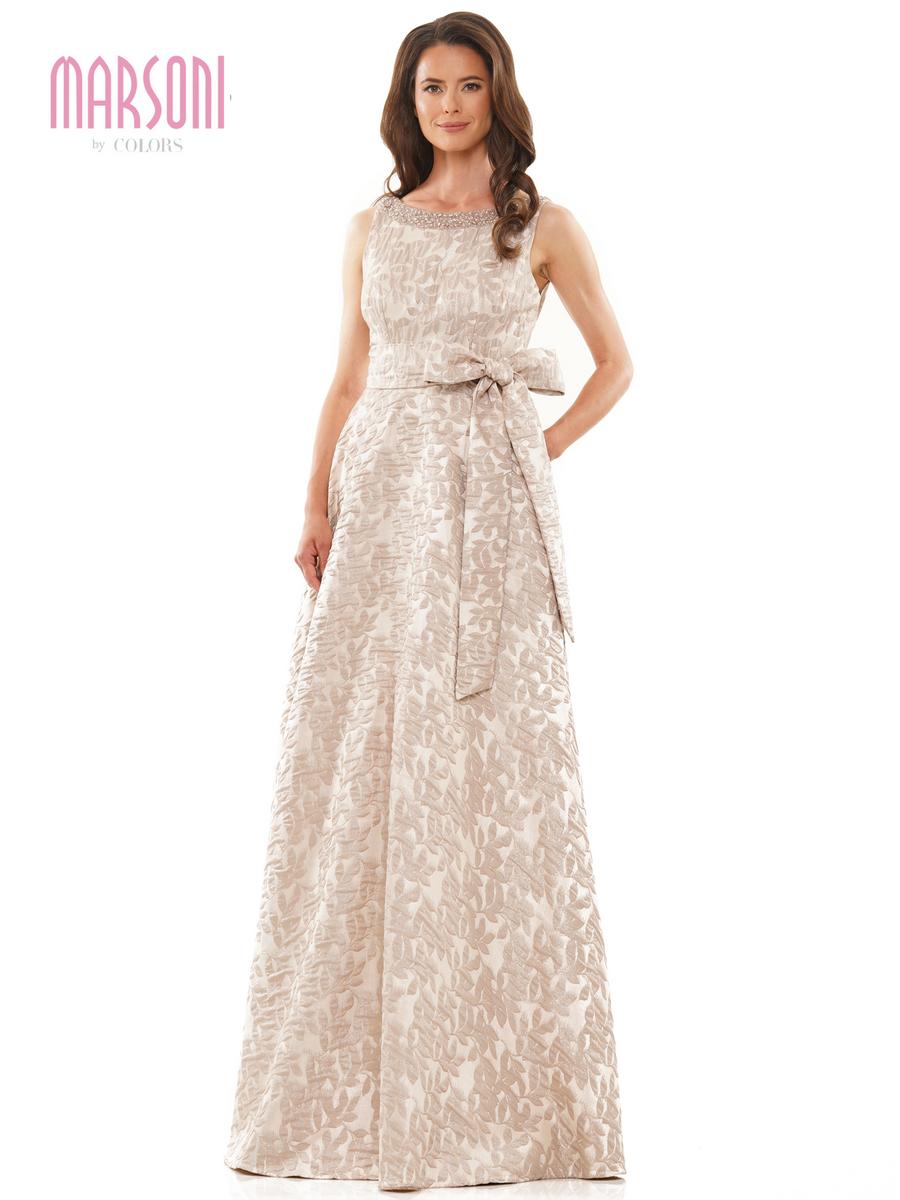 Marsoni by Colors MV1213 Pearl/Gold Jacquard Mother of the Bride Dress