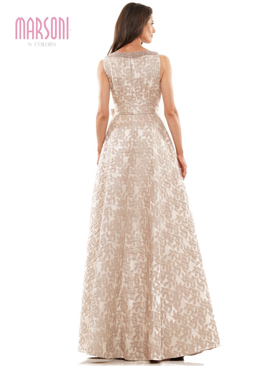 Marsoni by Colors MV1213 Pearl/Gold Jacquard Mother of the Bride Dress