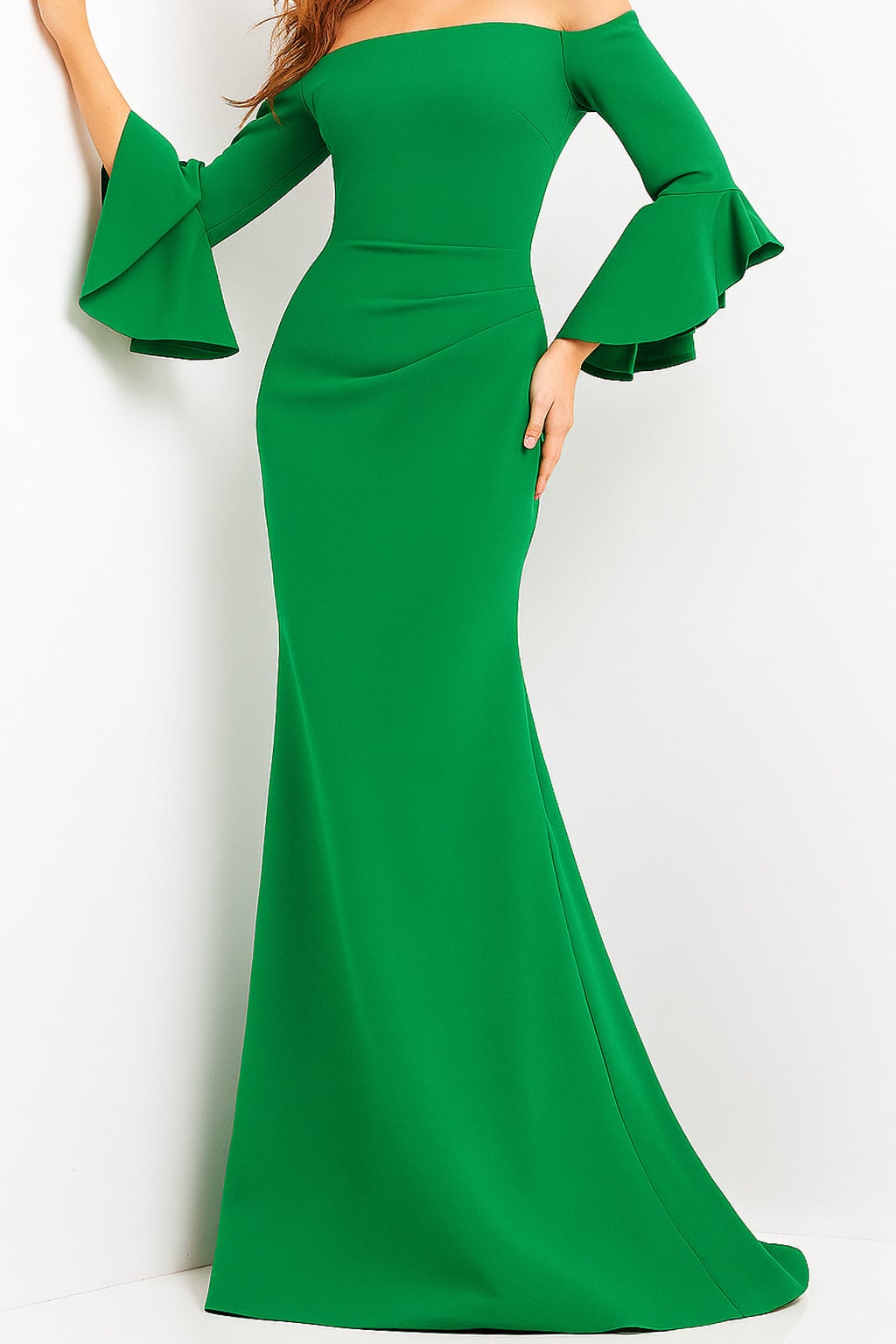 Jovani 07065 Champagne Crepe Mermaid Mother of the Bride Dress
