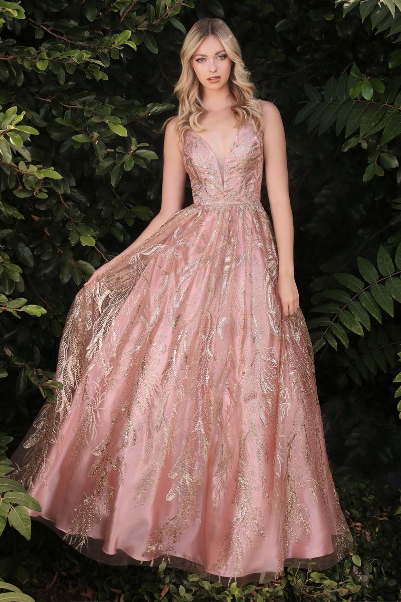 Ladivine J812 Gold/Navy Evening Gown