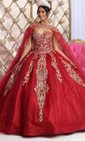 May Queen LK230 Red/Gold Quinceañera Dress