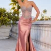 Strapless Long Corset Prom Dress: Ladivine CD736
