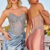 Strapless Long Corset Prom Dress: Ladivine CD736