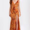 40757-1-2.jpg Orange Sequin Floral Prom Dress With Slit