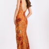 40757-2-2.jpg Orange Sequin Floral Prom Dress With Slit