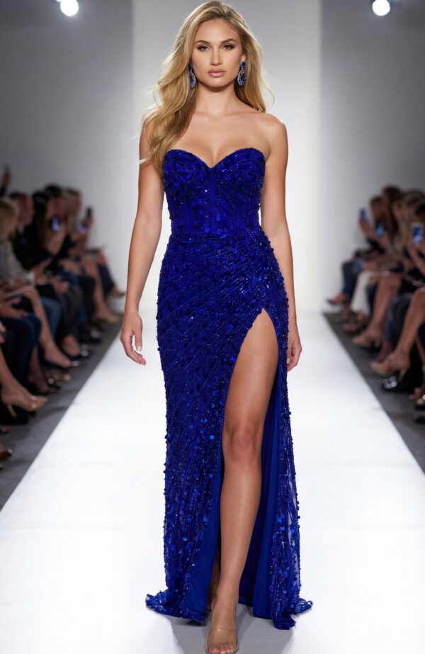 Strapless Gown with Sequin Embellishments