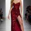 46714RED-2.jpg Strapless Gown with Sequin Embellishments