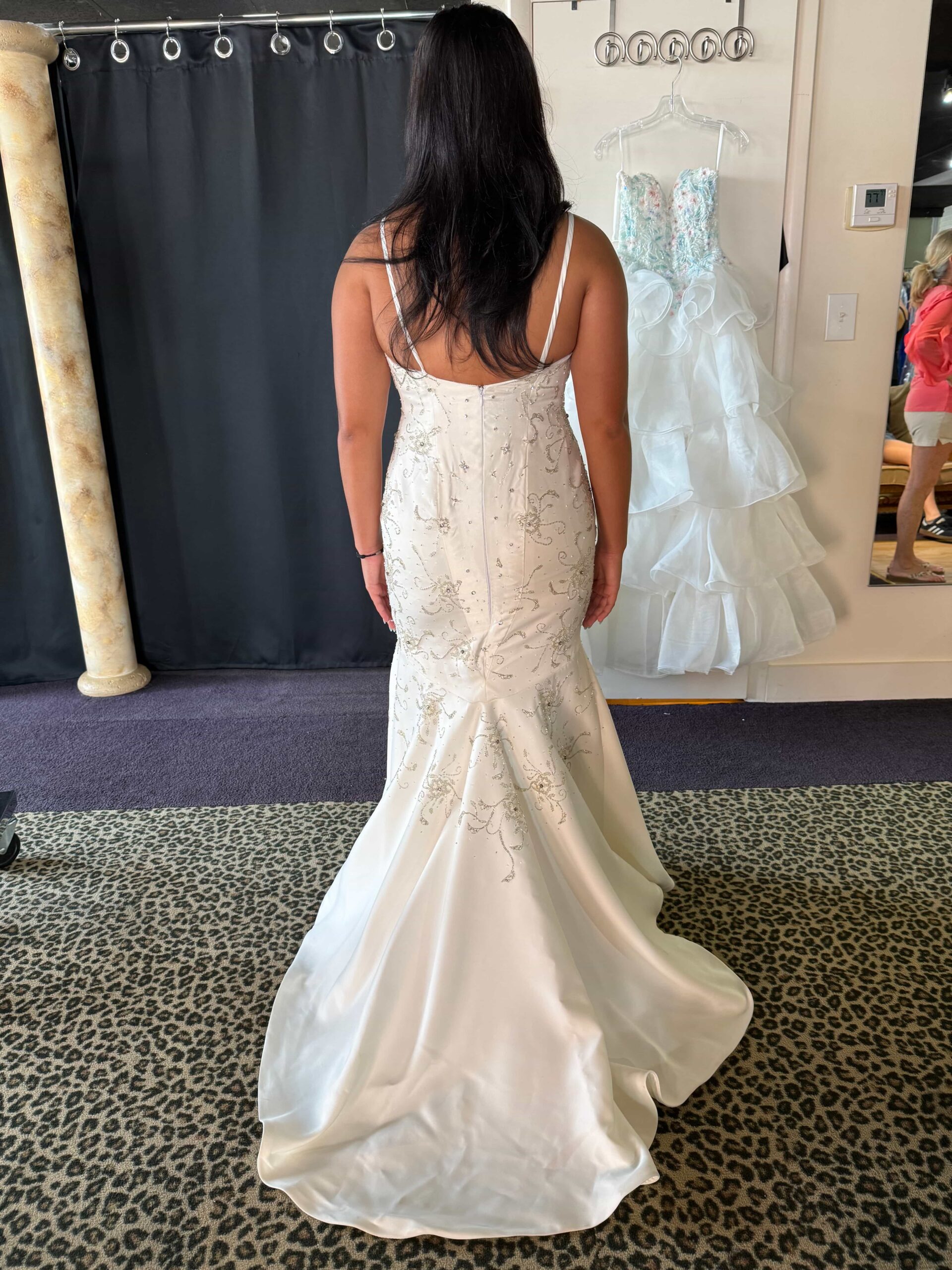 Bridal gown after bodice take-in