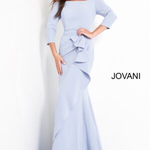 00446-LightBlue-h-2.jpg Jovani 00446 Light Blue Sheath Off the Shoulder Evening Dress
