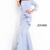 Jovani 00446 Light Blue Sheath Off the Shoulder Evening Dress