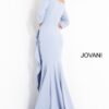 Jovani 00446 Light Blue Sheath Off the Shoulder Evening Dress